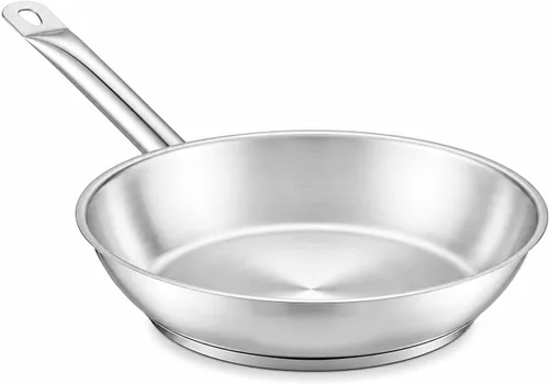 Vista 4 de Sartén de acero inoxidable serie SS1 de 7 pulgadas con parte inferior recubierta de aluminio, grado comercial, listado NSF, lista para inducción