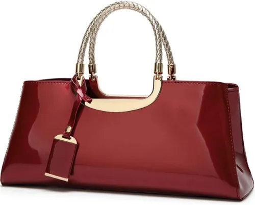 Vista 11 de XingChen Bolso brillante de las mujeres del bolso del bolso de la manija superior del cuero de la patente del bolso estructurado del bolso del bolso