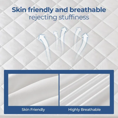 Vista 5 de EXRUBY Protector de colchón impermeable tamaño individual – Almohadilla acolchada de diamante de 3.53 oz/m² – Funda ajustable de bolsillo profundo
