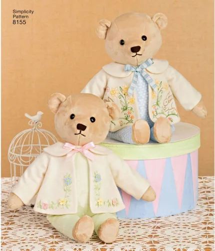 Vista 4 de Simplicity 8155 Haz tu propio oso de peluche con accesorios y patrón de costura de ropa, 6 piezas