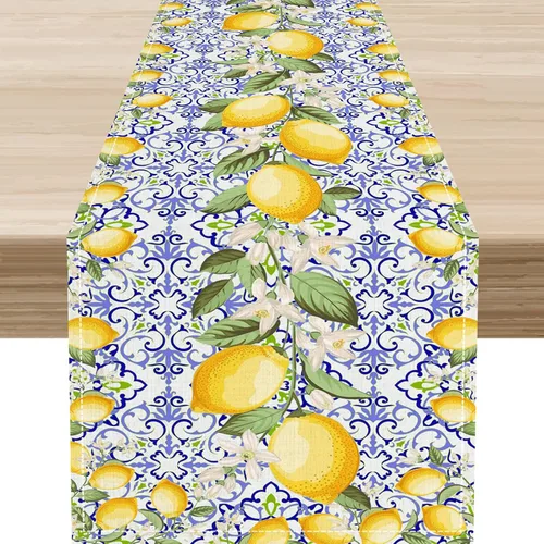 Vista 7 de Camino de mesa de primavera con margaritas, rústico, de temporada, con margaritas, acuarela, letras vintage, cocina, comedor, cocina, sala de estar