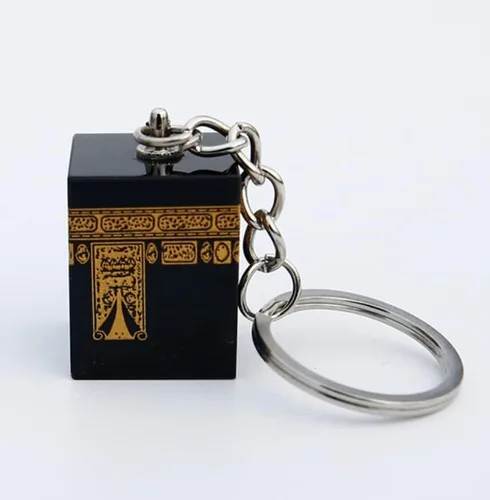 Vista 3 de Kaaba Model Souvenir - Llavero de cristal para decoración islámica, color negro, Negro