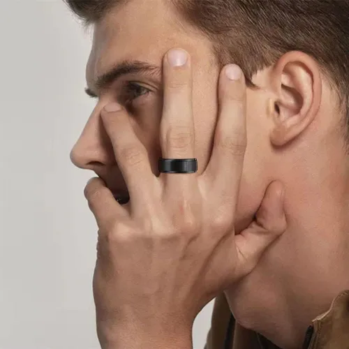 Vista 6 de YLYYJ Anillos de graduación personalizados para hombres 2023, anillo giratorio con nombre personalizado para la ansiedad, banda de acero inoxidable