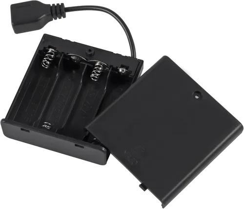 Vista 7 de 4 piezas 4 AA soporte de batería USB hembra Socket 4 AA caja de batería titular con cubierta e interruptor de encendido y apagado