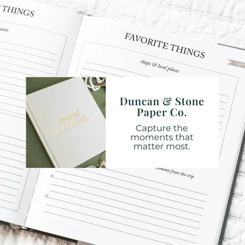Vista 5 de DUNCAN & STONE PAPER CO. Diarios de viaje - Elegante cuaderno de diario para registrar todas tus aventuras de viaje hasta 15 viajes