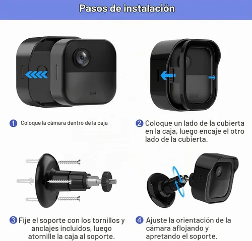 Vista 7 de Blink Outdoor 4 (4.ª generación) - Soporte de pared, cubierta protectora resistente a la intemperie y montaje ajustable de 360 grados con soporte