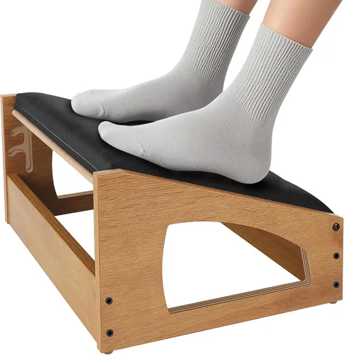 Vista 9 de Reposapiés ergonómico, 4 alturas ajustables, reposapiés debajo del escritorio, almohadillas suaves, reposapiés para oficina, mejora la postura