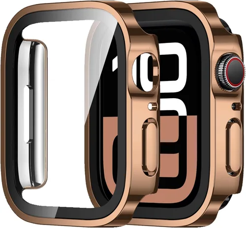 Vista 11 de Amizee Paquete de 2 fundas compatibles con Apple Watch de 1.575 pulgadas Series 6/5/4/SE con protector de pantalla integrado, carcasa rígida