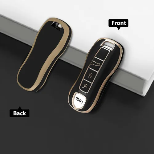 Vista 4 de Funda protectora para llavero inteligente compatible con Porsche 911 Cayenne Panamera TAYCAN de 3 botones sin llave, accesorios de control remoto