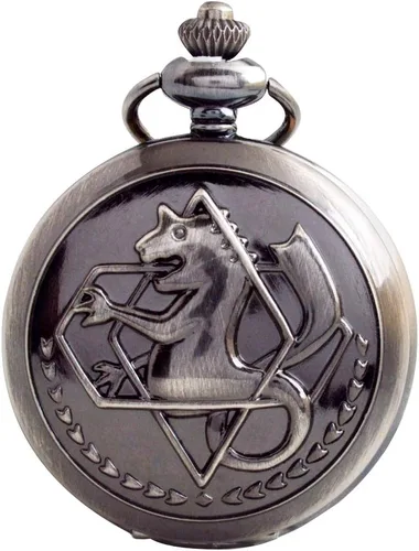 Vista 8 de BOSHIYA Fullmetal Alchemist - Reloj de bolsillo con caja de cadena para accesorios de cosplay, mercancía de anime