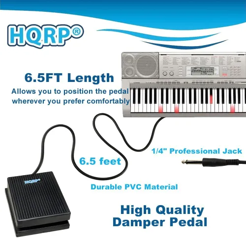 Vista 4 de HQRP Pedal Sustain para Casio CTK-2090, CTK-2400, CTK-3200, CTK-3500, CTK-4200, CTK-4400, CT-X700, PX-160, PX-S1100, CDP-S350, WK-6600 – Compatible