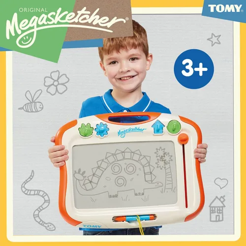 Vista 2 de Tom y Megasketcher - Pizarra magnética para dibujar Bloc de escritura grande con borrador mágico Juegos de viaje para niños de 3, 4, 5, 6 y más