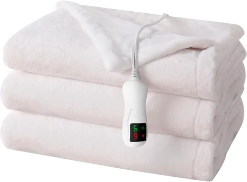 Vista 23 de Manta térmica eléctrica, calentador de manta lavable para el hogar para adultos, calentamiento rápido, franela suave súper acogedora de 50 x 60