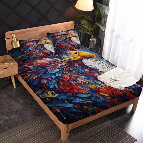 Vista 31 de Juego de sábanas de tamaño King, sábanas de conejo, sábanas de microfibra y fundas de almohada de 4 piezas, juego de sábanas con estampado colorido