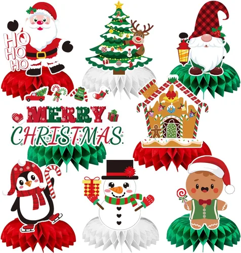 Vista 21 de JULMELON Paquete de 8 piezas de decoraciones de mesa para el 4 de julio, centros de mesa de panal, centros de mesa dobles de 3D para el 4 de julio