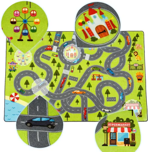 Vista 6 de HOMORE - Alfombra de juego para niños, alfombra para dormitorio de niños, sala de juegos de 4 x 6 pies Alfombra divertida y educativa de 48 x 76