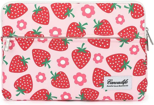 Vista 31 de Canvaslife - Funda de lona para laptop de 13 pulgadas con patrón de cuadros negros y bolsillo de 13 y 13.3 pulgadas