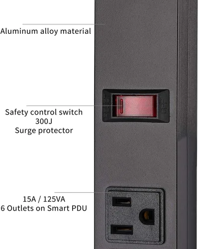 Vista 3 de Regleta de alimentación de metal para montaje en pared con 2 puertos USB, protector de sobretensiones 300J, cable de extensión de 6 pies