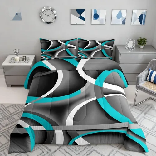 Vista 56 de Castle Fairy Juego de edredón con estampado azteca occidental, juego de ropa de cama geométrica a rayas marrones para niños y adolescentes