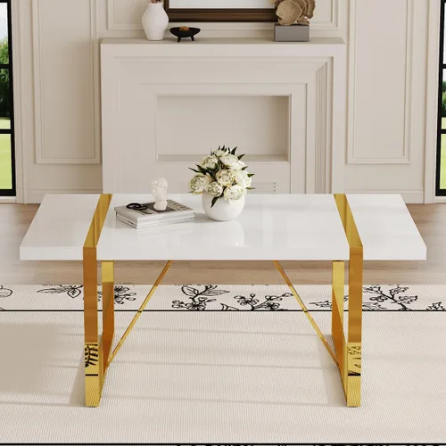 Vista 15 de Mesa de comedor Ebullient para 4, mesa de comedor rectangular negra de MDF, tapa de mesa de cena de mármol falso, mesa de comedor moderna con marco