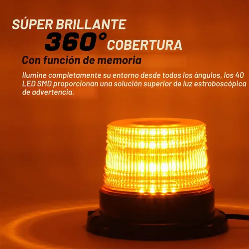 Vista 6 de Luz estroboscópica LED, 12V-24V ámbar 40 luces LED de advertencia intermitentes de seguridad con cable magnético y recto de 16 pies para vehículo