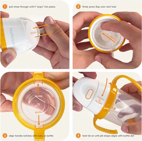 Vista 5 de Taza de Pajita NumNum para Bebé, Taza de Pajita con Peso, Tazas Sippy a Prueba de Derrames con Pajita para 6-12 Meses, Tazas para Beber para Niños