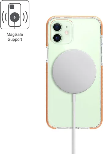 Vista 9 de Armor Funda Signature para iPhone 12 Mini, transparente con cinta naranja