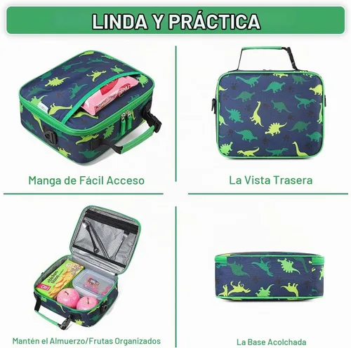 Vista 5 de VASCHY Bolsa de almuerzo para niños, reutilizable, aislada, para niños y niñas, con correa de hombro desmontable para guardería, escuela