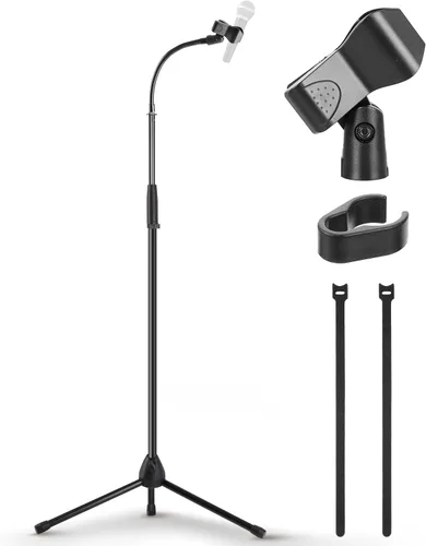 Vista 8 de Pyle Soporte de Micrófono Trípode Ajustable Universal - Par de Soportes Profesionales Compactos y Extensibles para Micrófono Boom de Estudio