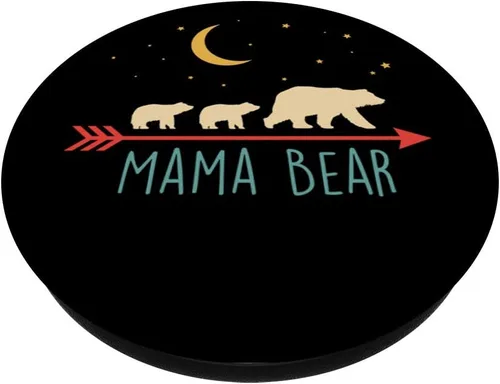 Vista 2 de Mama Bear - Oso de mamá con 2 cubos de enchufe retro – PopSockets Grip y soporte para teléfonos y tabletas