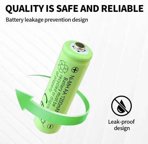 Vista 8 de Baterías recargables AA, baterías Ni-MH de 1200 mAh de 1.2 V de baja autodescarga, batería doble A precargada para luces solares, juguetes