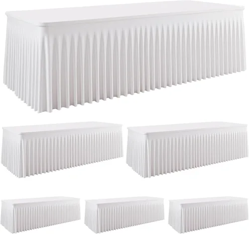 Vista 38 de Mantel rectangular de elastano negro, funda elástica ajustada para mesas rectangulares de 1,8 m, falda de mesa elástica sin arrugas para decoración