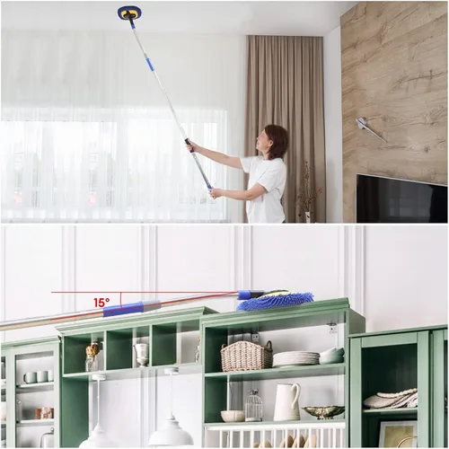 Vista 6 de Limpiador de Pared, Trapeador de Pared de Máximo 66'' con Mango Largo, Trapeador de Polvo para Techo con Poste de Extensión de Codo Ahorrador