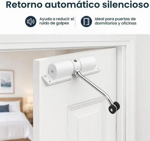 Vista 5 de Cierre de puerta automático, cierre de puerta de resorte de seguridad de aleación de zinc ajustable de 30 kg para bisagra de puerta de cierre (negro)