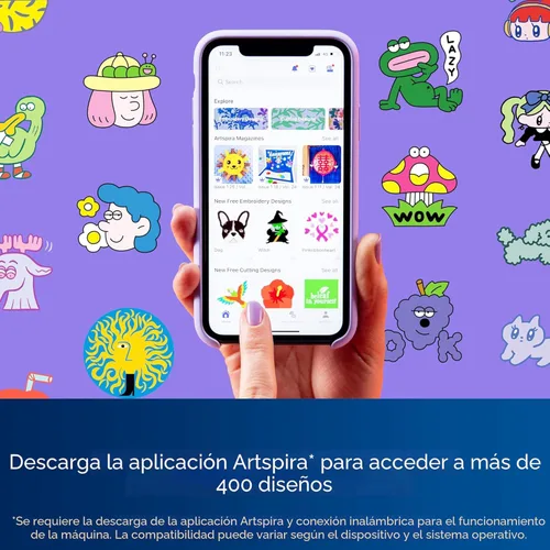 Vista 3 de Máquina de bordar de aguja única Brother Skitch alimentada por la aplicación móvil Artspira requerida, área de bordado de 4 pulgadas x 4 pulgadas