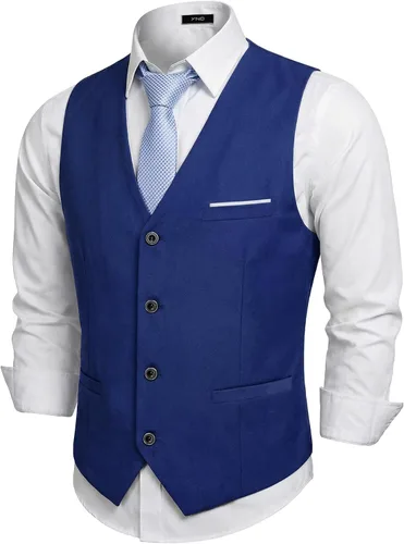 Vista 15 de Chaleco de traje de negocios para hombre, chaqueta ajustada, chalecos de traje casual Beige