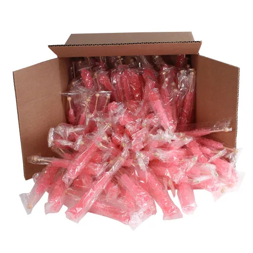 Vista 21 de Palitos de caramelo de roca extragrandes: 12 paletas de cereza rosa – envueltas individualmente – Palitos de caramelo de roca de cristal