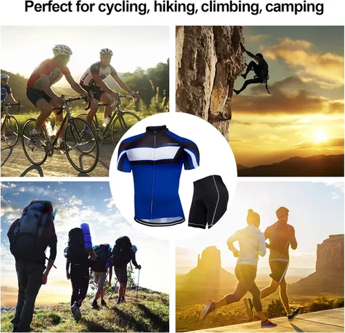 Vista 7 de ZEROBIKE Conjunto de camiseta de ciclismo de manga corta para hombre, transpirable, de secado rápido, acolchado, 3D, ropa de bicicleta MTB