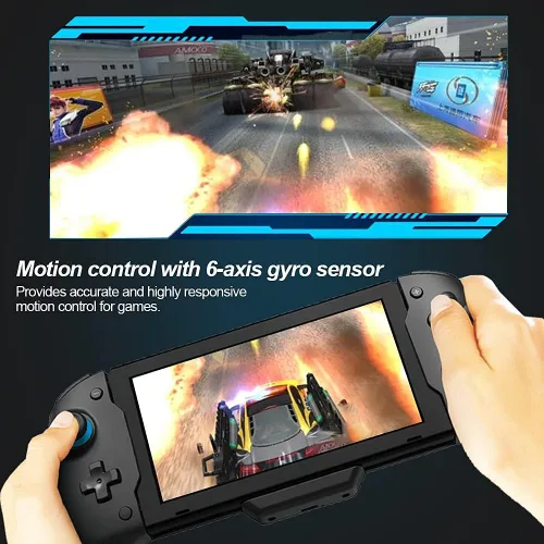 Vista 3 de NexiGo Switch Accessories - Paquete de accesorios navideños, controlador ergonómico (negro) para Nintendo Switch con giroscopio de 6 ejes, vibración