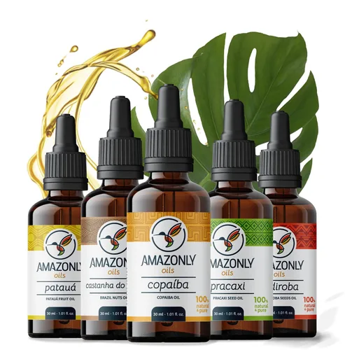 Vista 9 de AMAZONLY Botanic Bliss Collection - Aceite vegetal amazónico de nuez de Brasil, Andiroba y Pracaxi para cabello y piel, paquete de 3