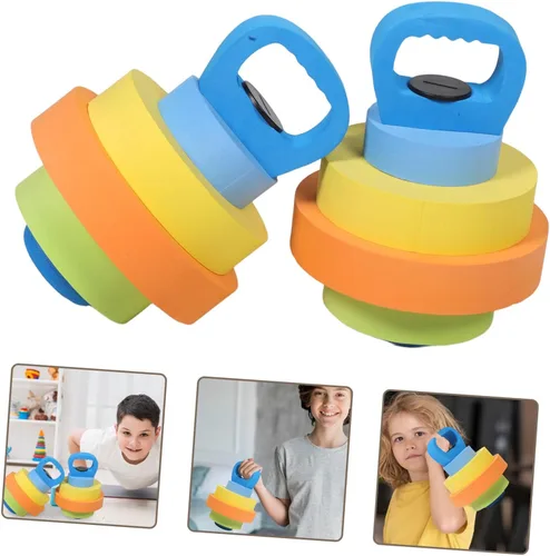 Vista 8 de Abaodam 1 par de mancuernas de agua ajustables de Eva para gimnasia ligera flotante para natación, preescolar, ejercicios de brazo, mancuernas