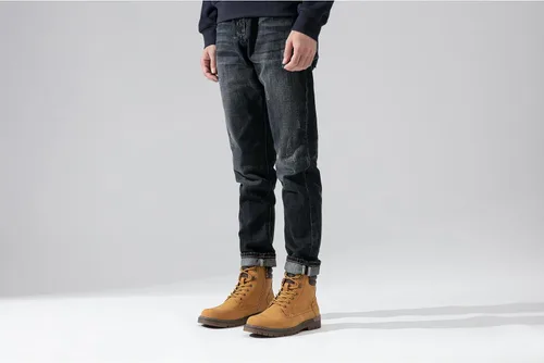Vista 2 de Jousen Botas casuales para hombre, botas chukka con cremallera a la moda, amarillo (8118-yellow)
