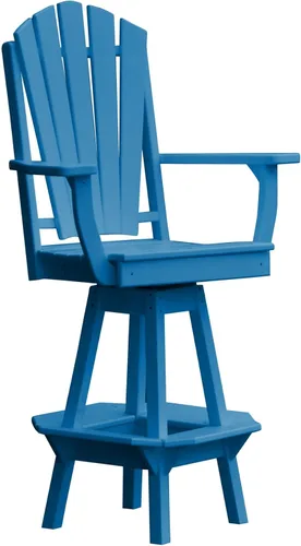Vista 9 de Poly Lumber Adirondack - Silla giratoria de bar con brazos, color azul Aruba Azul (Aruba Blue)