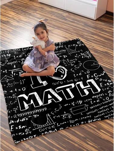 Vista 7 de Manta de franela suave con texto en inglés "I Love Math", para sofá, cama, sofá, regalos de matemáticas para niños y niñas, pequeña de 50 x 40