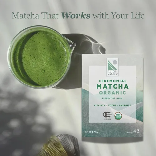 Vista 7 de Align Matcha - Matcha Orgánico Ceremonial 1.76 oz, 42 porciones - Polvo de matcha japonés para mayor concentración y energía - Sabor suave y rico