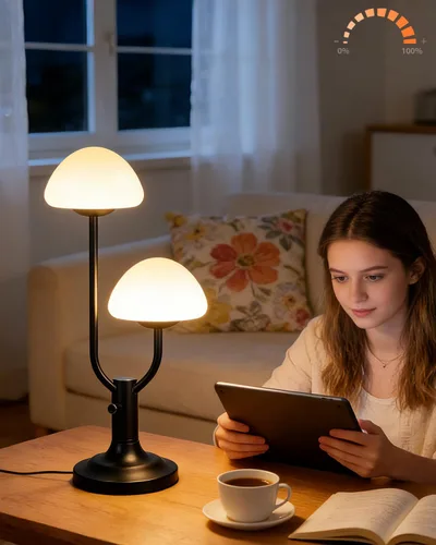 Vista 15 de Lightdot Lámpara de mesa con forma de globo para dormitorio, de mediados de siglo, moderna, negra, pequeña, lámpara de escritorio, regulable, 3000