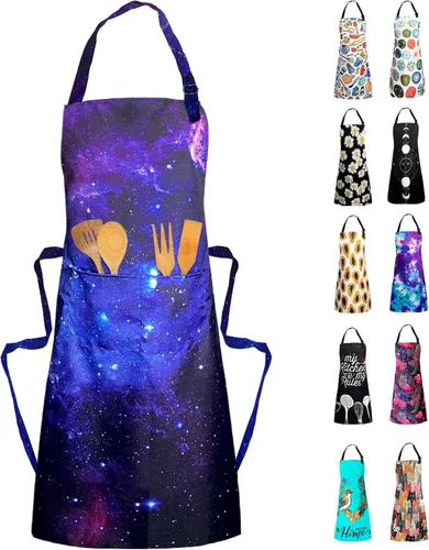 Vista 13 de Delantal Babero Ajustable Impermeable con 2 Bolsillos Delantales de Cocina para Mujeres Hombres Chef