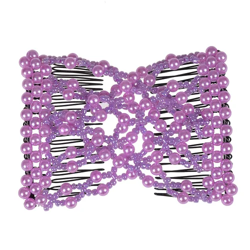 Vista 4 de LOVEF Magic Easy Peine para el cabello con cuentas elásticas con perlas de color dulce perla en colores surtidos y diseños, 10