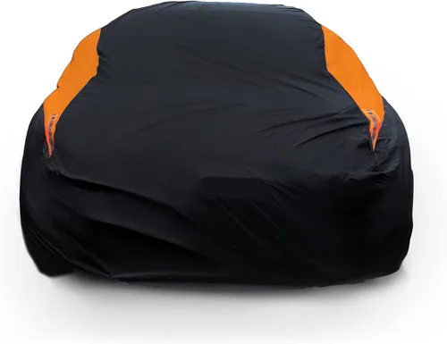 Vista 15 de MORNYRAY Funda impermeable para auto para todo tipo de clima, protección UV, resistente al viento, para exteriores, ajuste universal para sedán Azul