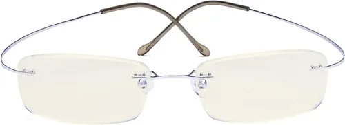 Vista 11 de CessBlu Gafas de computadora de titanio Gafas de lectura sin marco para lectores con filtro de luz azul